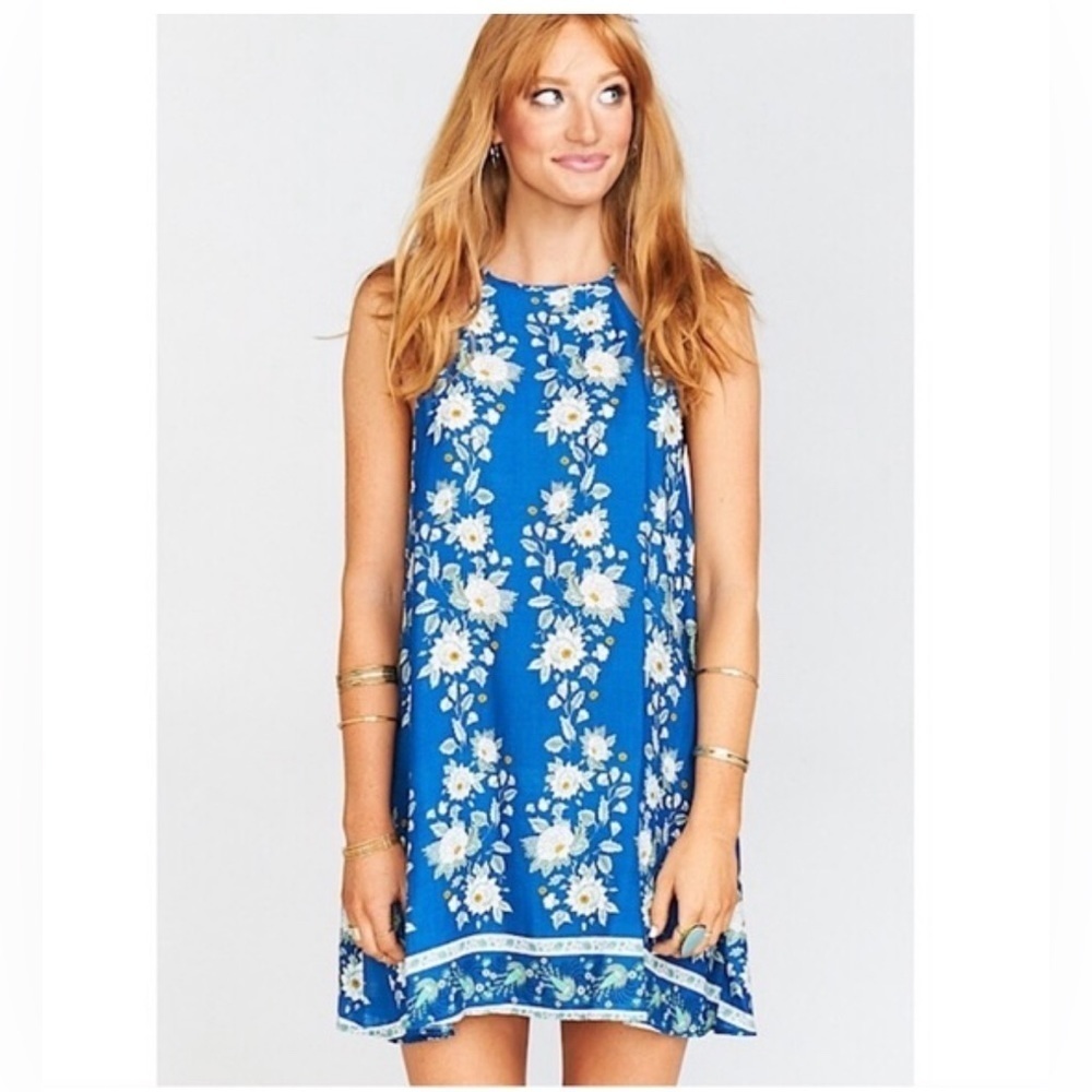 SHOW ME YOUR MUMU Gomez mini dress size large blue floral slip style